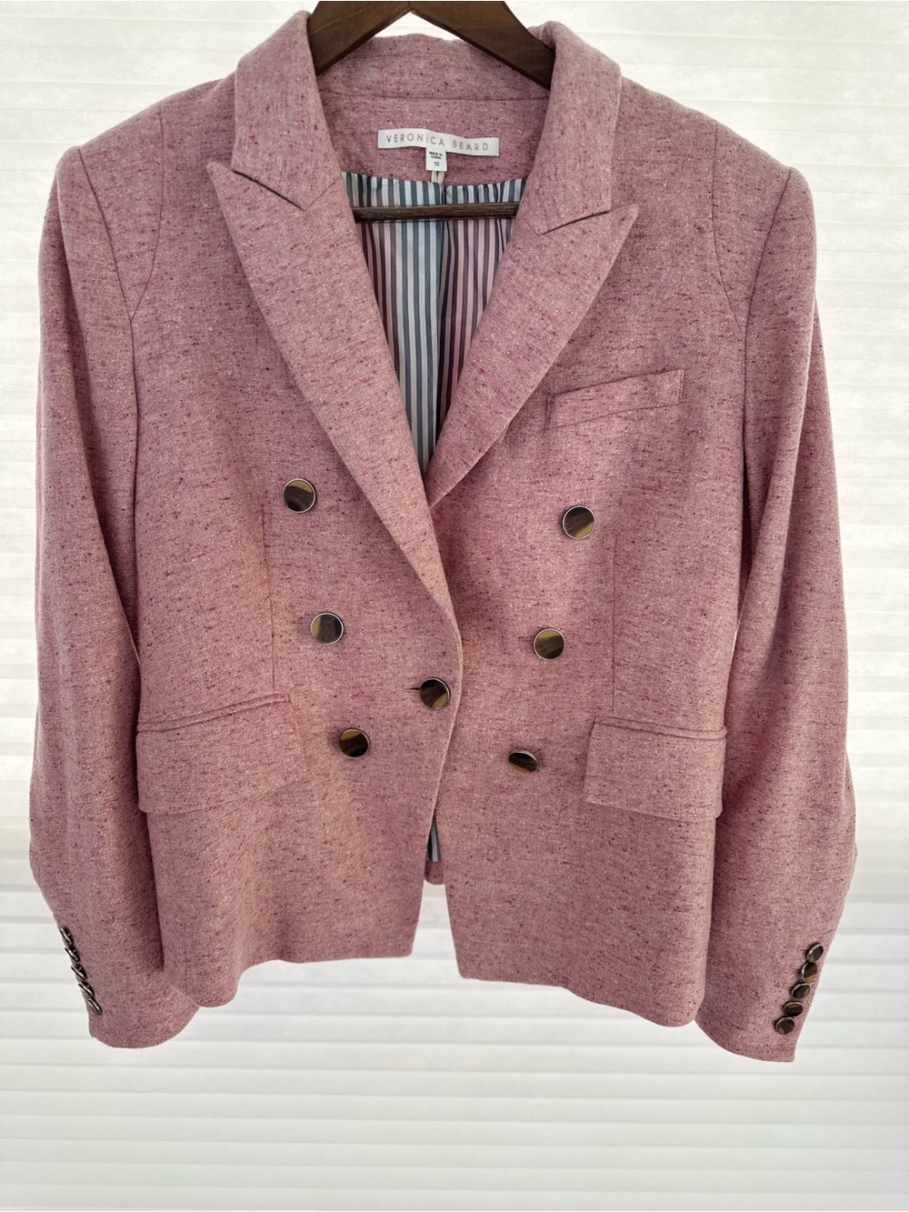 Veronica Beard Pink Beacon Dickey Jacket Blazer Size 10 Wool Blend